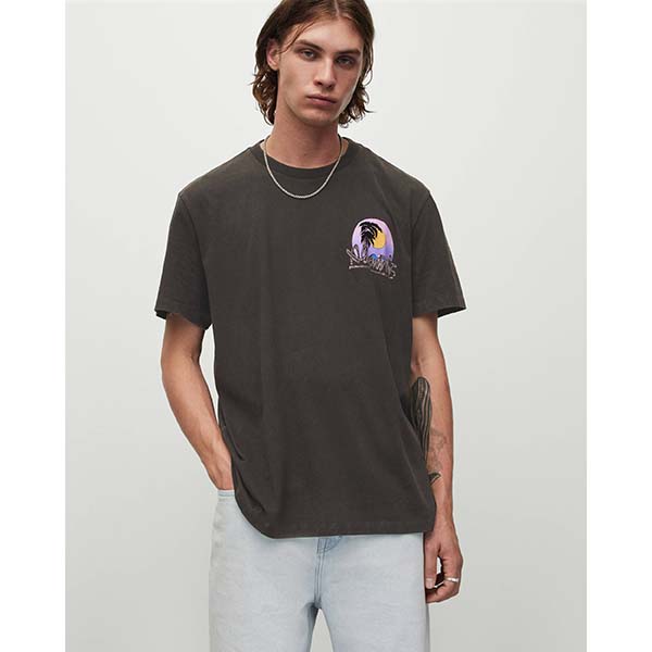 Allsaints Australia Mens Chroma Crew Neck Printed T-Shirt Black AU62-960